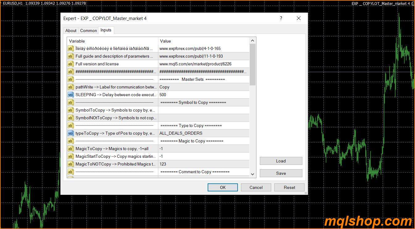 exp copylot master ea settings