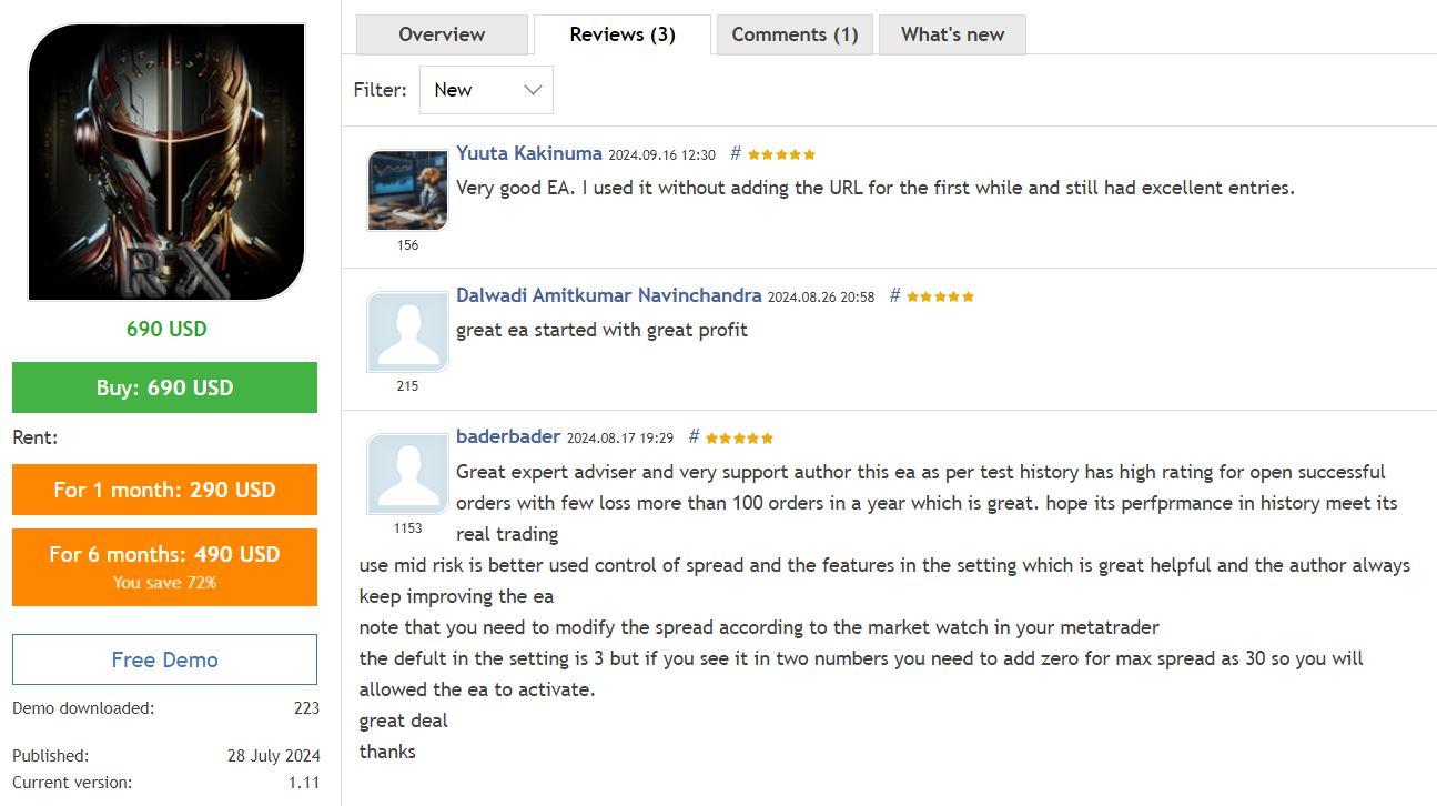 CyBRG RX EA MT4 user reviews