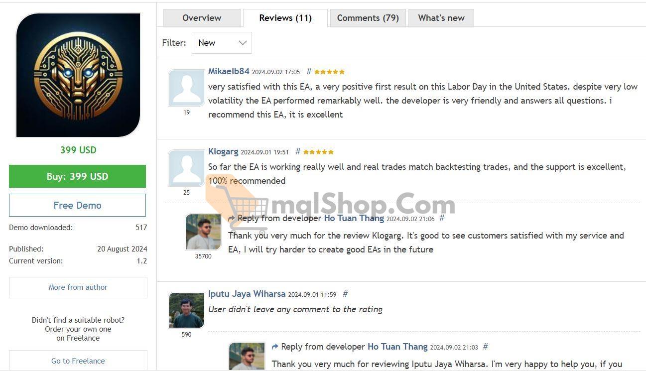 Gold Scalper Trading EA MT4 user reviews