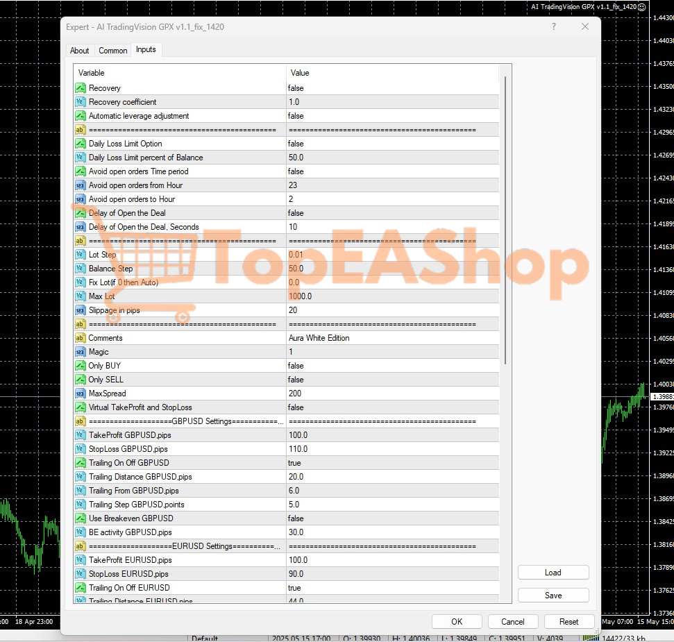 AI-TradingVision-GPX-MT4-settings