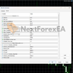 Alfa EA Unlimited MT5 Inputs 1