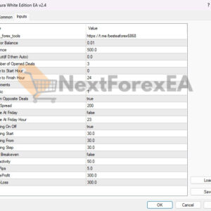 Aura White Edition EA Source Code MQ4 settings