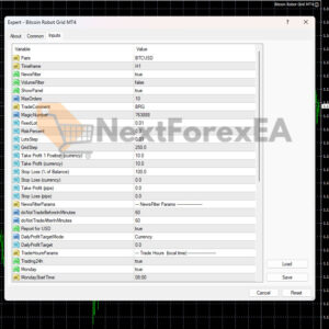 Bitcoin Robot Grid EA MT4 Inputs 1