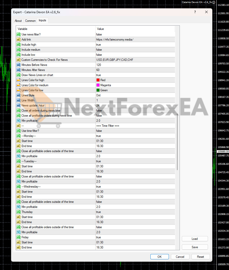 Catarina Devon EA MT4 Inputs 2