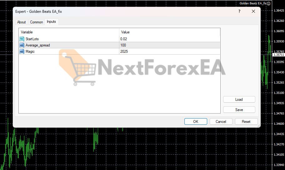 Golden Beats EA MT4 Inputs