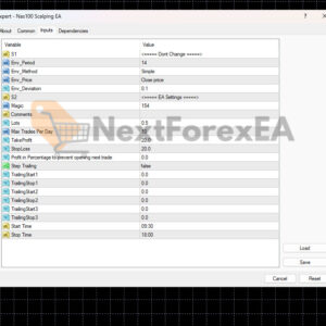 Nas100 Scalping EA MT4 Inputs