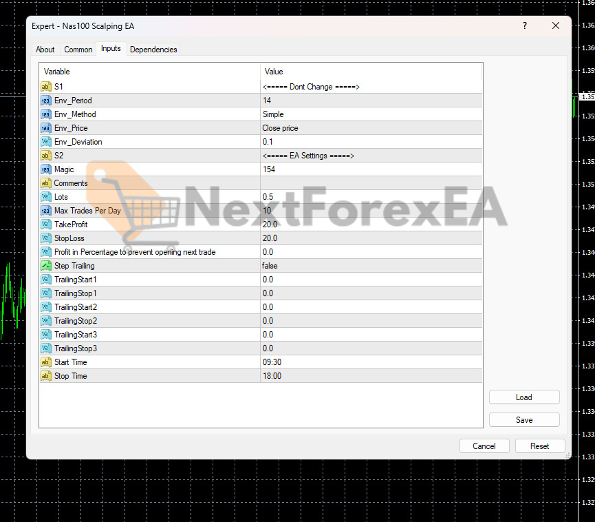 Nas100 Scalping EA MT4 Inputs
