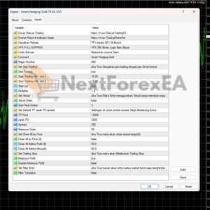 Smart Hedging Gold TR EA MT4 Inputs