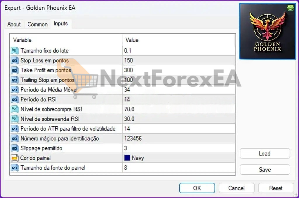Golden Phoenix EA MT4 Settings
