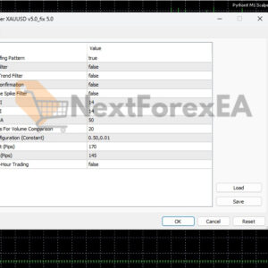 PythonX M1 Scalper XAUUSD MT5 Inputs