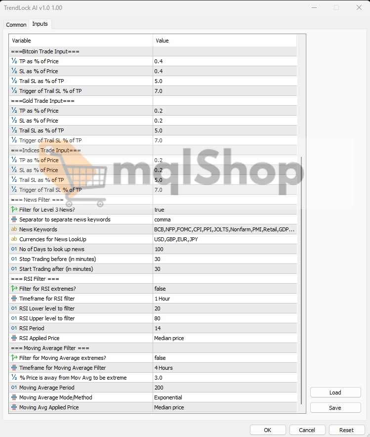 Trendlock Ai MT5 Inputs 2