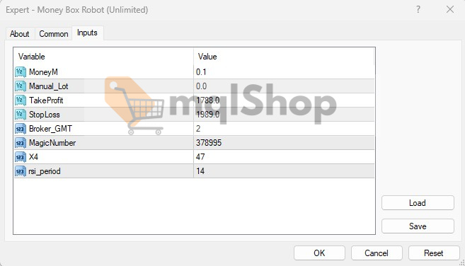 Money Box Robot MT4 Inputs
