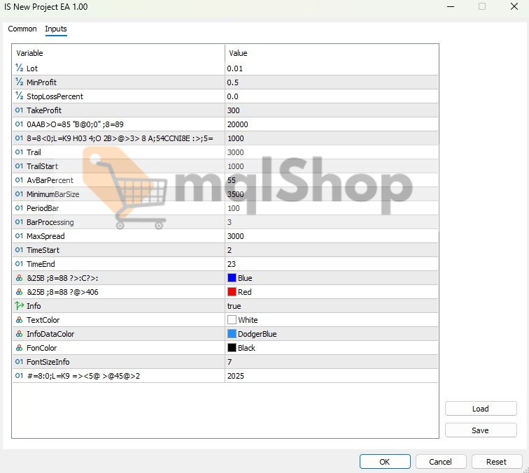 IS New Project EA MT5 Inputs