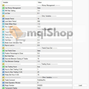 Sharp AI EA MT4 Inputs